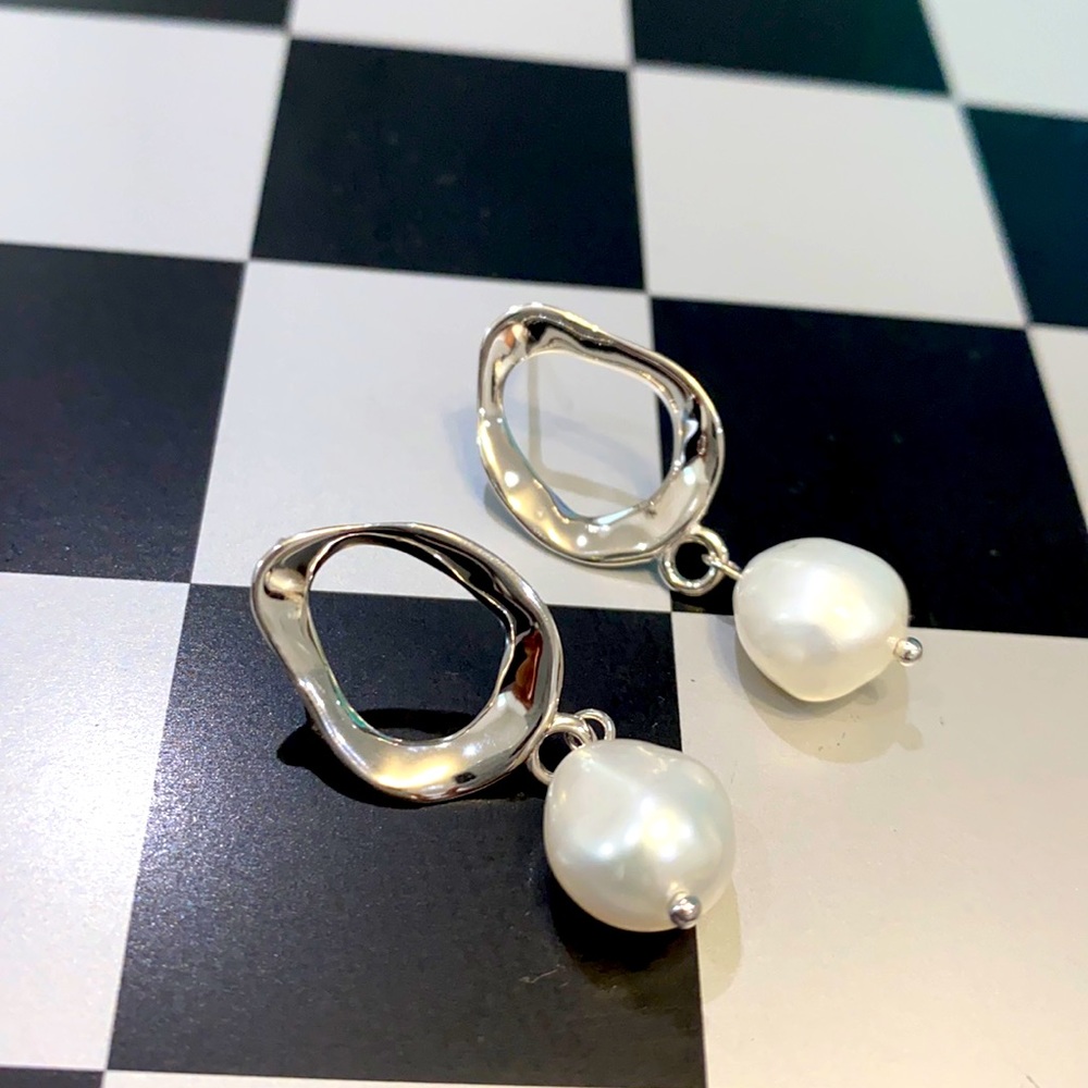 Earrings fresh water pearl Sterling Silver925